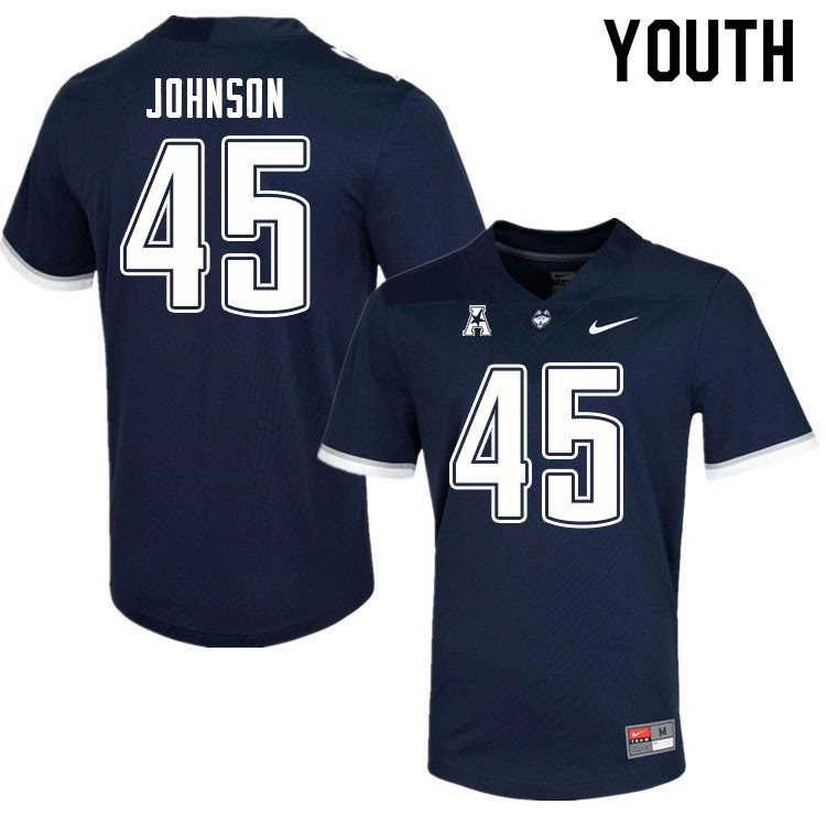 Youth #45 Christopher Johnson Uconn Huskies College Football Jerseys Sale-Navy